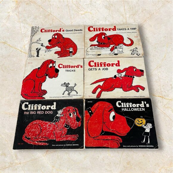 Scholastic Other - 6 Vintage Clifford The Big Red Dog Scholastic Books, Norman Bridwell 1960's Gift